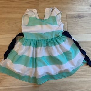 Carters Green and White Striped Dress 2T